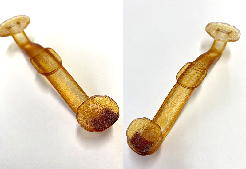 祥瀧 琉璃喜字如意(橘) 文鎮 擺飾